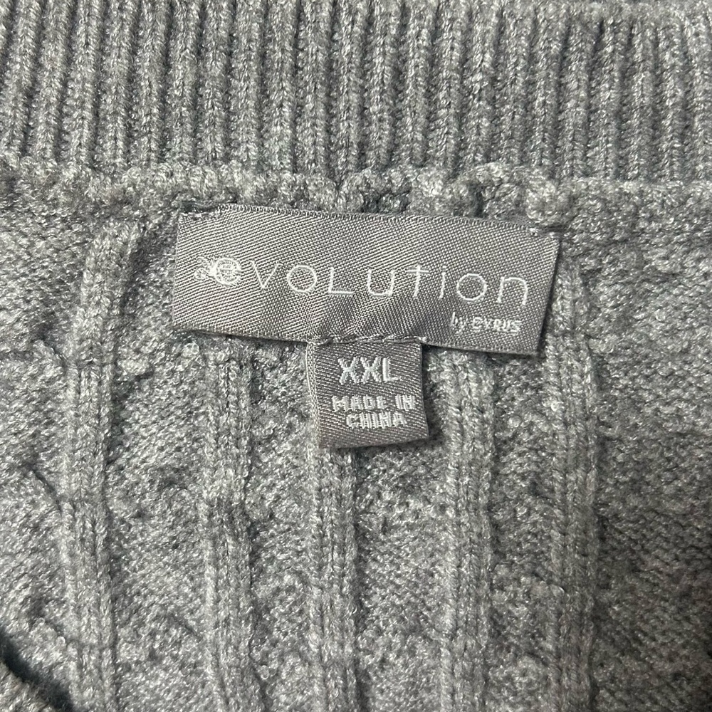 Evolution By Cyrus Gray Cable Knit Pullover Sweat… - image 3
